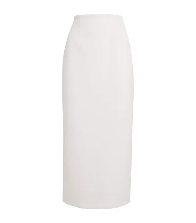 Roland Mouret Crepe Midi Pencil Skirt In White