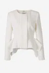 Roland Mouret Peplum Crepe Jacket In Beige