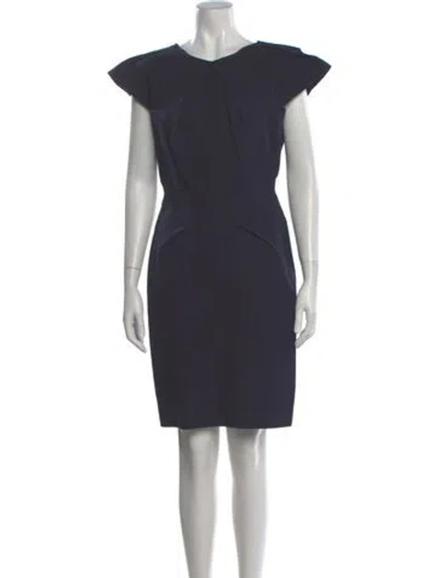 Pre-owned Roland Mouret Crew Neck Knee-length Dress In Blue