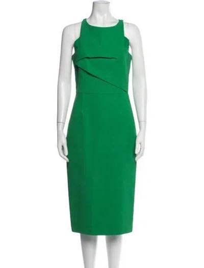 Pre-owned Roland Mouret Crew Neck Knee-length Dress In Green