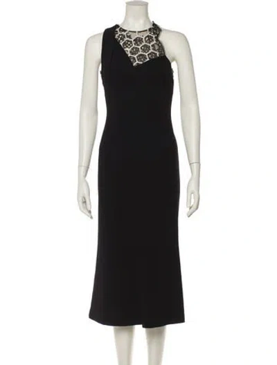Pre-owned Roland Mouret Crew Neck Long Dress In Black