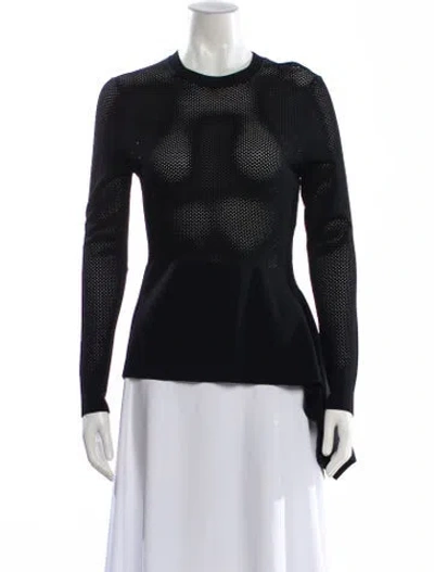 Pre-owned Roland Mouret Crew Neck Long Sleeve Top In Black