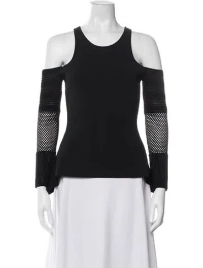 Pre-owned Roland Mouret Crew Neck Long Sleeve Top In Black