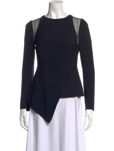 Pre-owned Roland Mouret Crew Neck Long Sleeve Top In Black