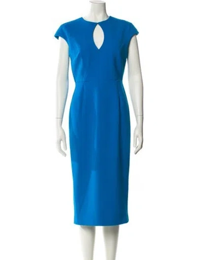 Pre-owned Roland Mouret Crew Neck Midi Length Dress In Blue