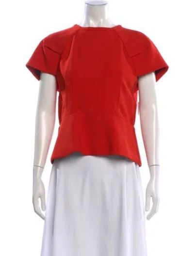 Pre-owned Roland Mouret Crew Neck Short Sleeve Top In Red
