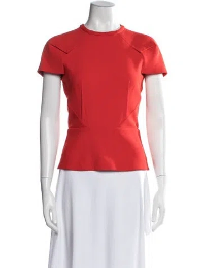 Pre-owned Roland Mouret Crew Neck Short Sleeve Top In Red