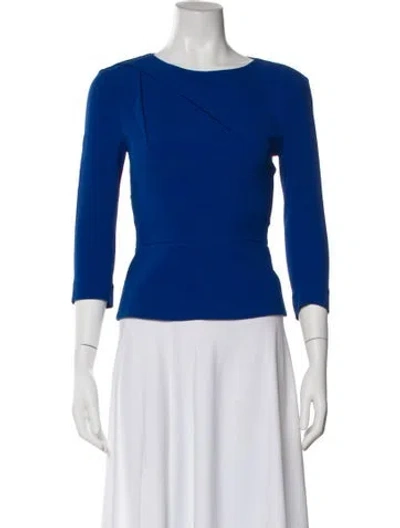 Pre-owned Roland Mouret Crew Neck Three-quarter Sleeve Top In Blue