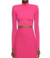 Roland Mouret Turtleneck Crop Top In Pink