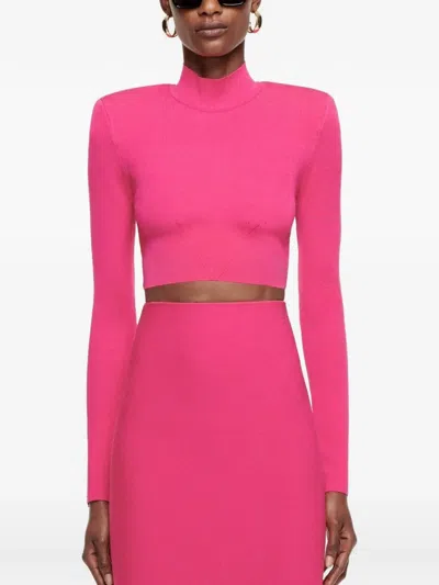 Roland Mouret Cropped Roll-neck Top In Pink