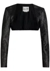 Roland Mouret Crystal-embellished Crepe Cropped Jacket In Gray