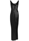 Roland Mouret Crystal-embellished Crepe Gown In Gray