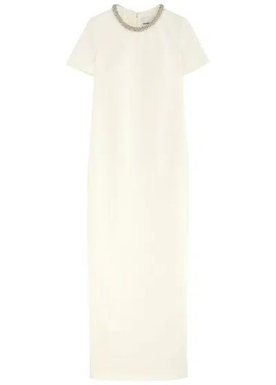 Roland Mouret Crystal-embellished Crepe Maxi Dress In Cream
