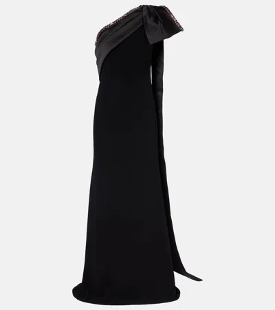 Roland Mouret Crystal-embellished Crêpe Satin Gown In Black