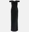 Roland Mouret Crystal-embellished Off-shoulder Gown In Black