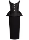 Roland Mouret Crystal-embellished Taffeta And Crepe Midi Dress In Black