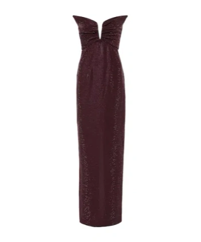 Roland Mouret Crystal-embellished Gown In Burgundy
