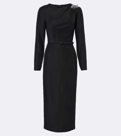 Roland Mouret Crystal-embellished Jacquard Midi Dress In Black