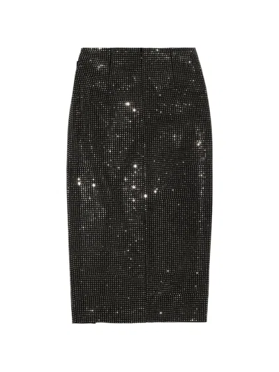 Roland Mouret Crystal-embellished Ruched Skirt In Black
