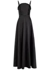 Roland Mouret Curved Crystal-embellished Taffeta Gown In Black