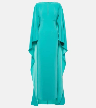 Roland Mouret Cutout Crêpe Satin Gown In Blue