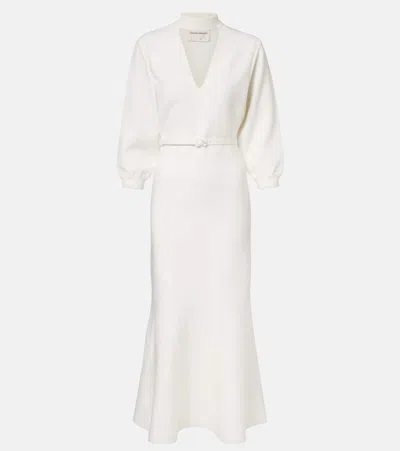Roland Mouret Cutout Knitted Belted Midi Dress In White