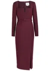 Roland Mouret Cutout Wool And Silk-blend Midi Dress In Burgundy