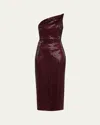 Roland Mouret Diagonal Draped Diamante Midi Dress In Red