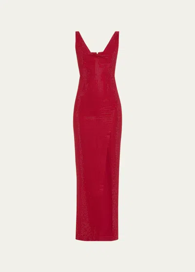 Roland Mouret Diamante Column Gown In Red