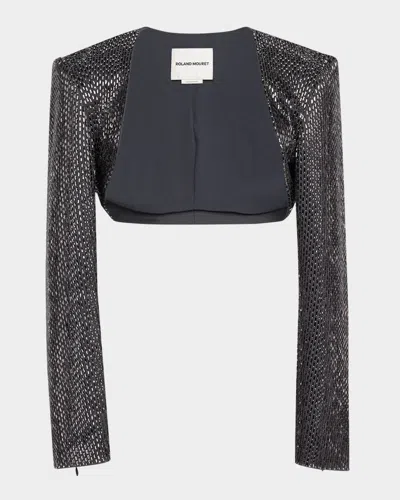Roland Mouret Diamante Crepe Bolero Jacket In Gray