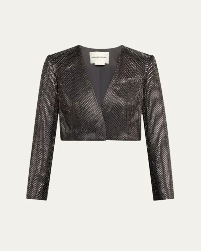 Roland Mouret Diamante Crepe Bolero Jacket In Gray