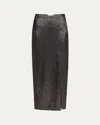 Roland Mouret Diamante Crepe Slit Maxi Skirt In Gray