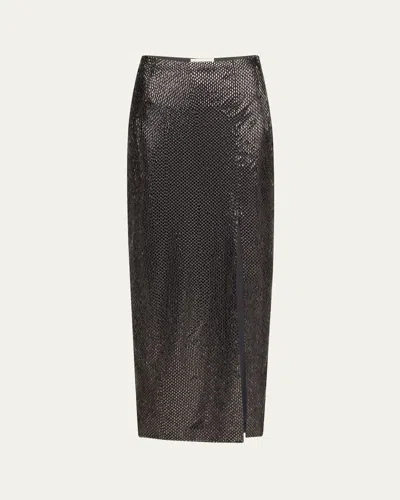 Roland Mouret Diamante Crepe Slit Maxi Skirt In Gray