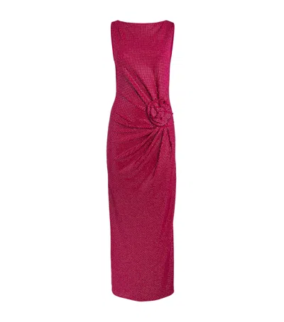 Roland Mouret Diamanté Floral Appliqué Maxi Dress In Red