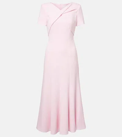 Roland Mouret Draped Cady Midi Dress In Pink