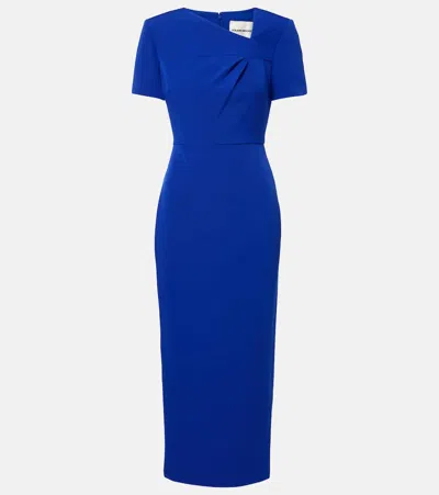 Roland Mouret Draped Crêpe Midi Dress In Blue