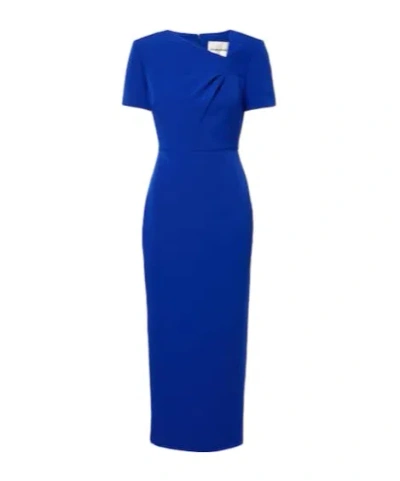 Roland Mouret Draped Crêpe Midi Dress In Blue