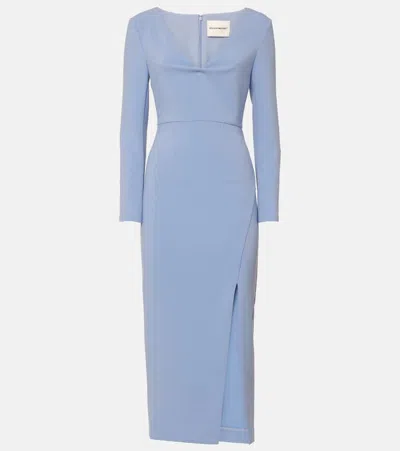 Roland Mouret Long-sleeve Crepe Midi Dress In Blue