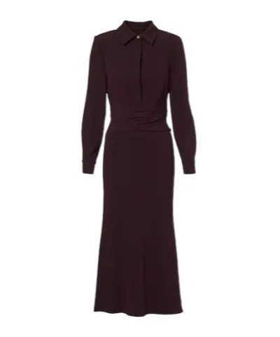 Roland Mouret Draped Crêpe Midi Dress In Brown