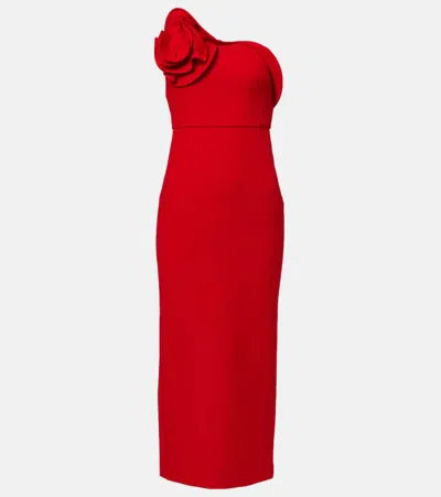 Roland Mouret Draped Crêpe Midi Dress In Red