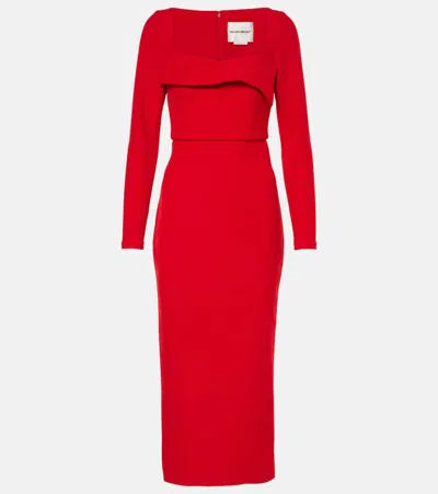 Roland Mouret Draped Crêpe Midi Dress In Red