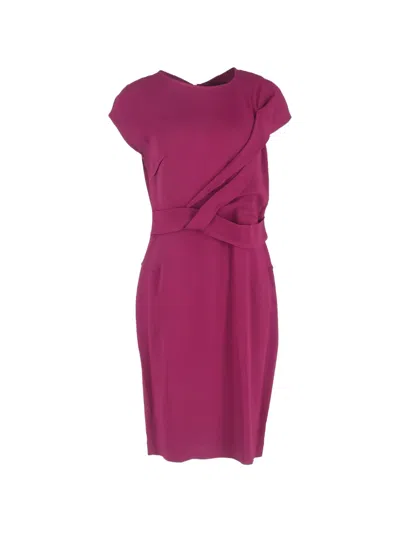Pre-owned Roland Mouret Draped Midi Dress In Purple