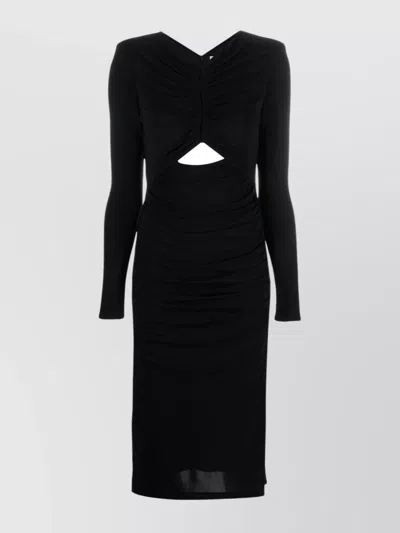 Roland Mouret Draped Midi Tube Dress With Cut-out Detail In Black