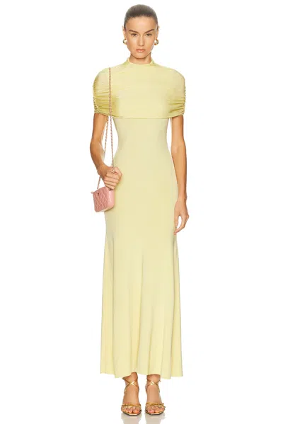 Roland Mouret Draped Shawl Ceremony Dress In Yellow