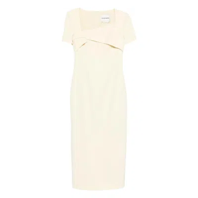 Roland Mouret Square-neck Twisted Maxi Dress In Neutral