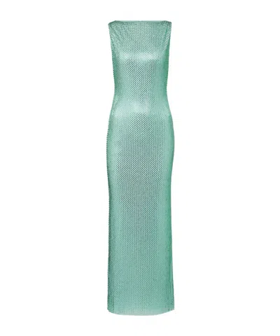 Roland Mouret Dress With Long Back Slit Details In Green