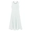 Roland Mouret Womens Mint Rhinestone-embellished Sleeveless Wool And Silk Midi Dress In Blue