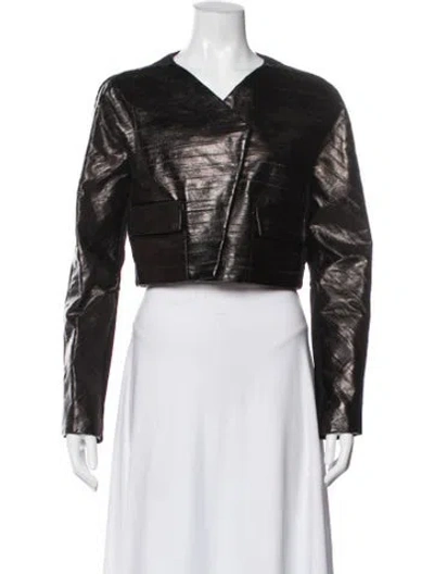 Pre-owned Roland Mouret Eel Skin Jacket In Brown