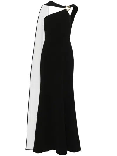 Roland Mouret Embellished Asymmetric Gown In Black