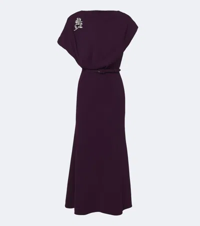 Roland Mouret Embellished Cady Cocktail Dress In Purple